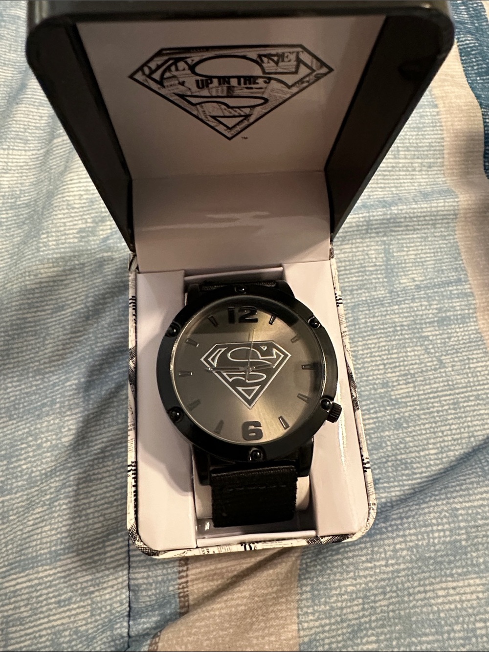 DC Comics Black and Gray Men's Superman Logo Watch